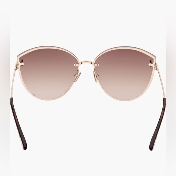 Tom Ford Evangeline 63mm Oversized Gradient Cat Eye Sun glasses rose gold/brown